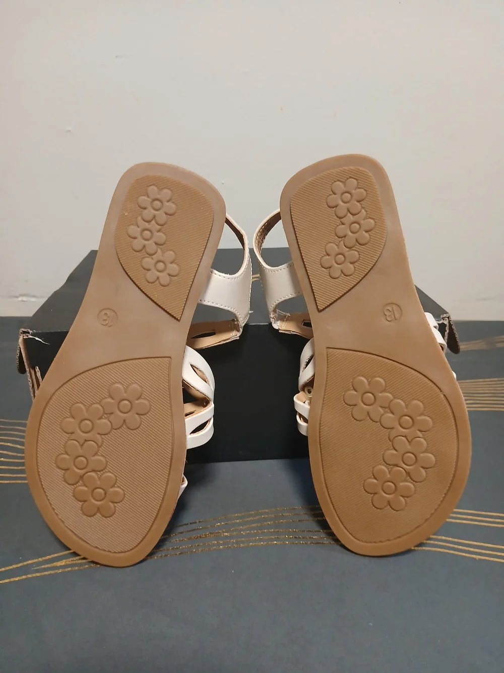 Rachel Shoes Women's Cream Floral Cutout Sandals